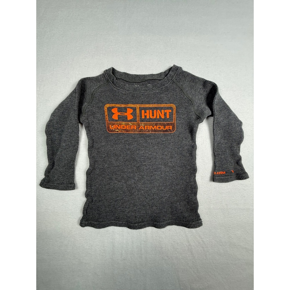 Under Armour Hunt‎ Gray Orange Thermal Long Sleeve Shirt Toddler 18M Hunting